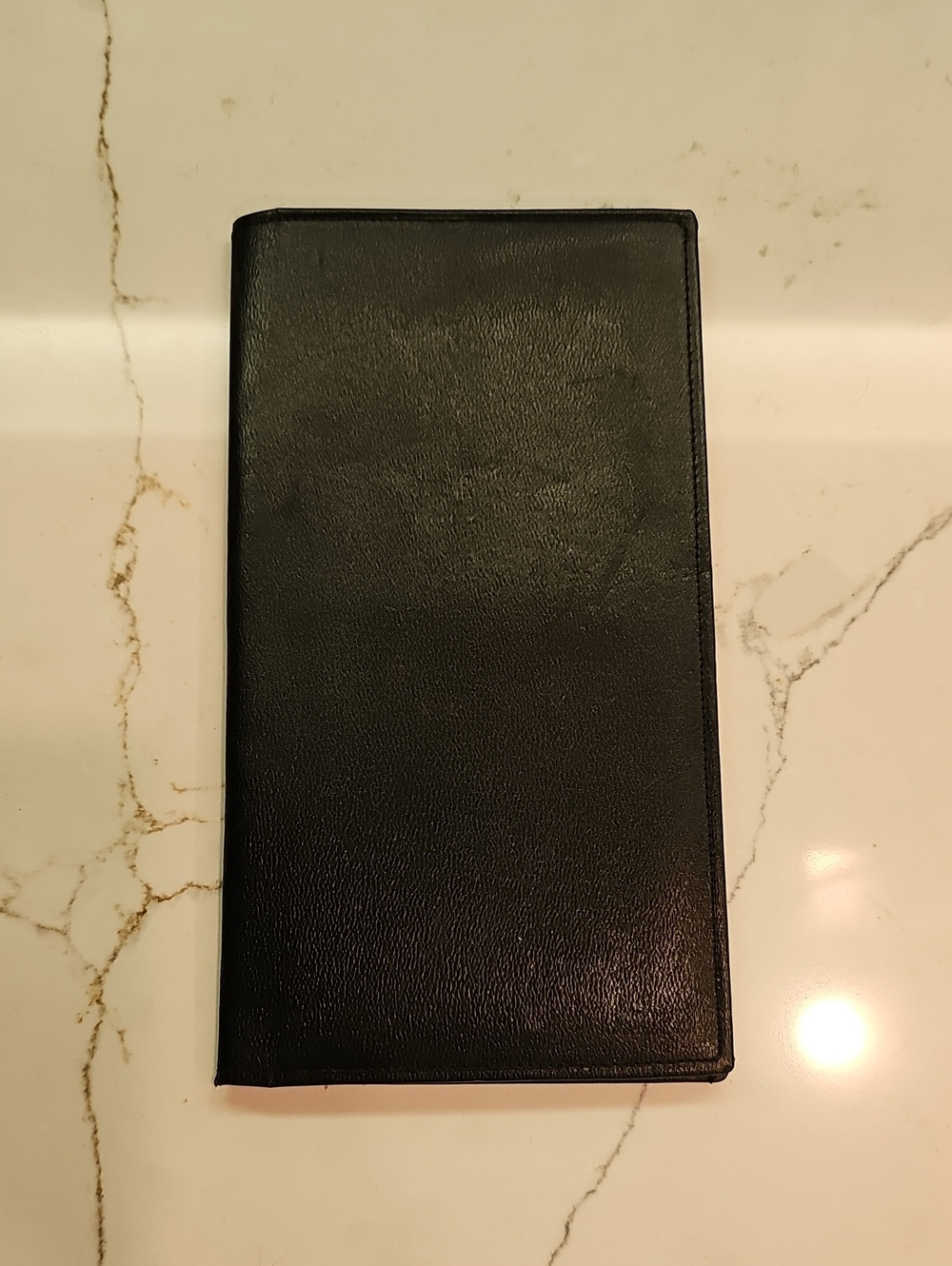 Genine Kangaroo Black Leather Checkbook or Card Holder